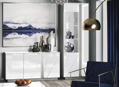 Wohnzimmermöbel Set Design Sideboard Couchtisch Kommode Vitrine 3tlg